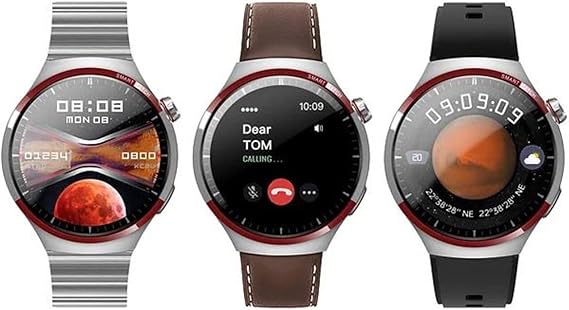 Premium RW-32 Watch 4 Pro CURVED Glass smartwatches with 3 pair straps-Silver