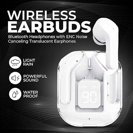 Fah Home 5.3 Wireless Bluetooth Transparent Earbuds